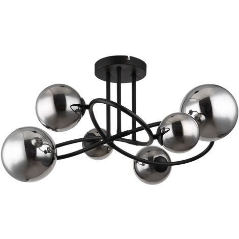 Globo - plafonnier - Riha - noir - verre métal verre fumé - lampe