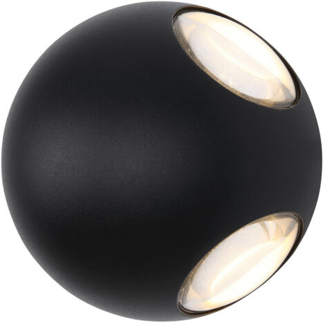 Globo Slice Applique d'extérieur moderne noir mat IP54 abat-jour en verre transparent LED 3000 K