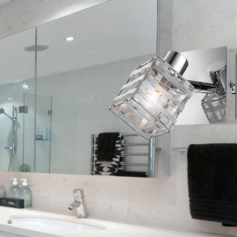 Applique murale orientable argent Spot mural Applique murale d'intérieur spot, écran en maille d'aluminium, HxLxP 12,5 x 9 x 11 cm