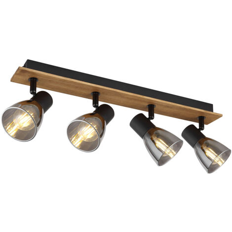 Globo - spot - Claude - braun - holz rauchglas - buntglaslampe -