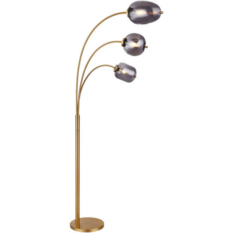 Globo - stehlampe - Blacky I - messing - glas rauchglas -