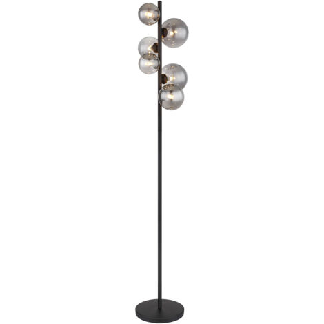 Globo - stehlampe - Riha - schwarz - glas metall rauchglas -