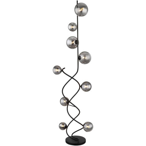 Globo - stehlampe - Riha - schwarz - glas metall rauchglas -