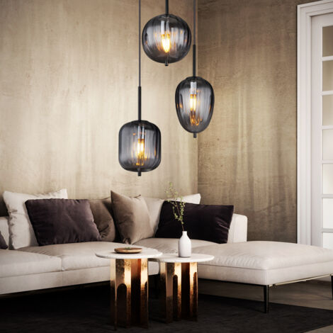 Globo - suspension - Attila - noir - verre verre fumé - Ø 46cm -
