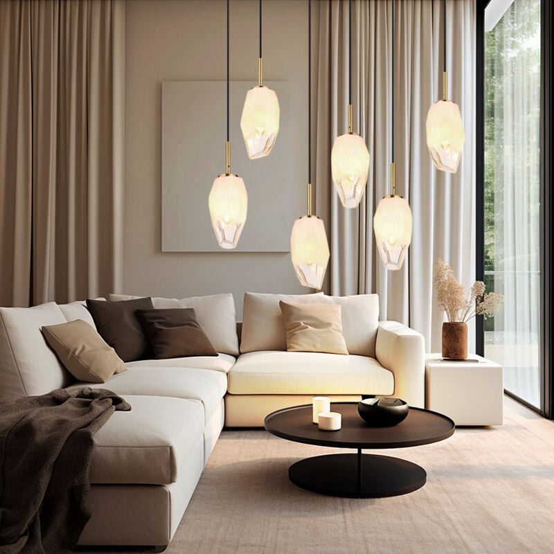 Suspension lampe de salle à manger suspension plafonnier laiton 6 lampes l 72 cm