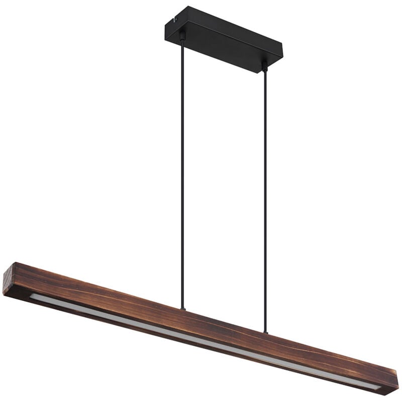 Lampe à suspendre en bois Lampe de salle à manger Suspension led, métal noir opale clair, 1x led 28W 1500lm 3000K, LxlxH 90x8x120 cm