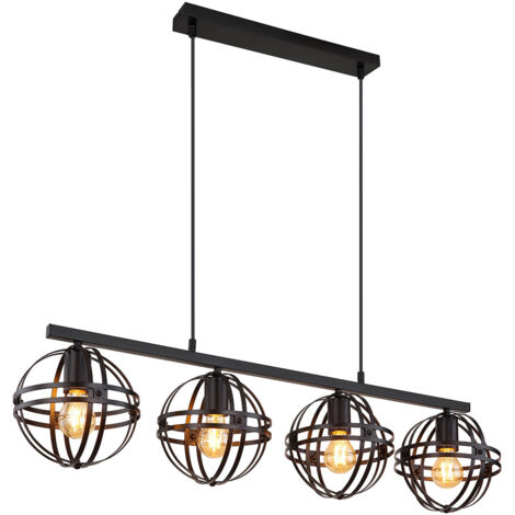 Globo Tamara Plafonnier suspendu I Bar noir mat 4 ampoules E27