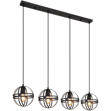 Globo Tamara Plafonnier suspendu II Bar noir mat 4x E27