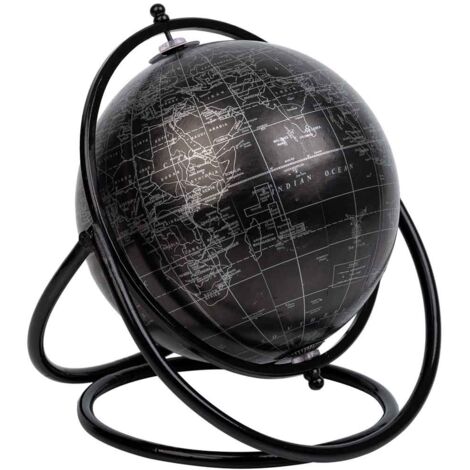 Globo terráqueo giratorio con anillo negro d15 cm