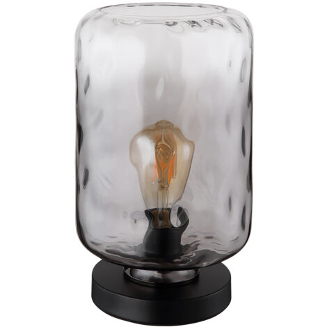 Globo - tischlampe - Darina - schwarz - glas rauchglas - Ø 19cm -