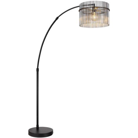 Globo - tischlampe - GORLEY - schwarz - glas - bogenlampe - E27 -