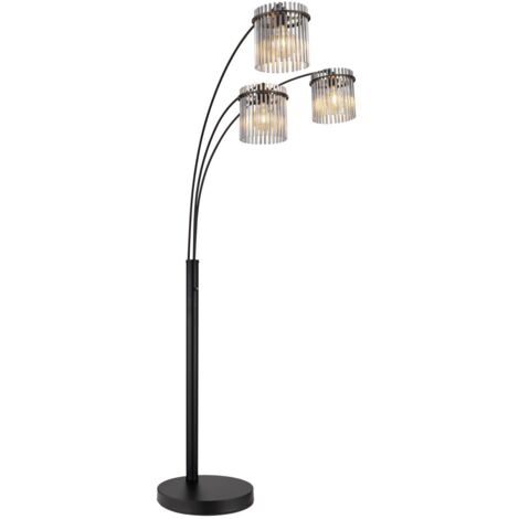 Globo - tischlampe - GORLEY - schwarz - glas - bogenlampe - E27 -