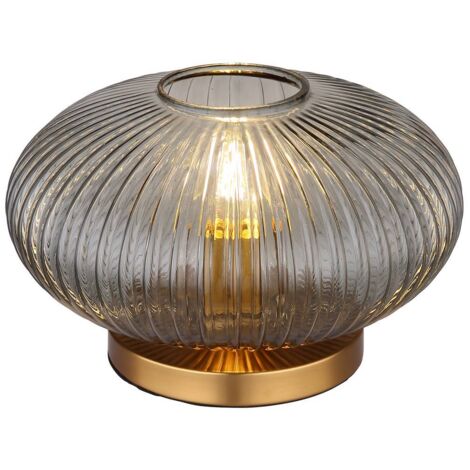 Globo - tischlampe - Normy - messing - glas rauchglas - Ø 30cm -