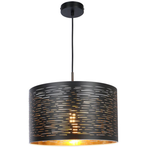 Globo Tunno Suspension cylindrique noire 1 ampoule E27