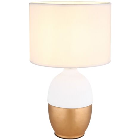 Globo Valentino Lampe de table avec abat-jour rond blanc 1x E14