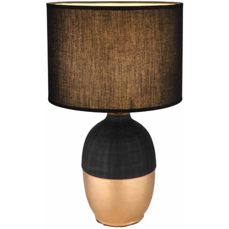 Globo Valentino Lampe de table avec abat-jour rond noir 1x E14
