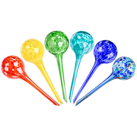 Globos de riego automático para plantas: 6 globos de vidrio multicolores para plantas de interior y jardín.