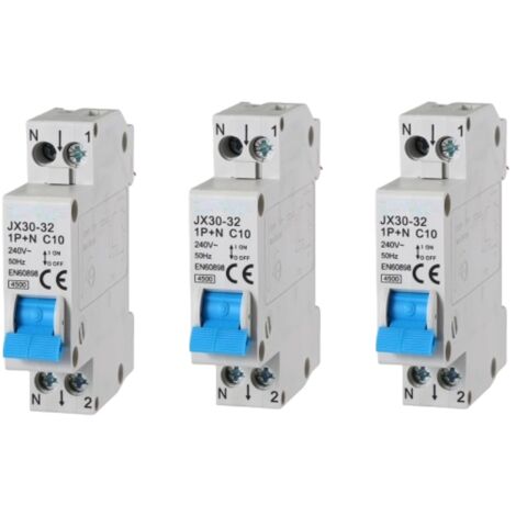 gloca 3er-Set Sicherungsautomaten 1P+N 10A 220V 4,5KA 1 DIN C10 Modul