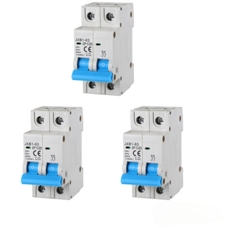 gloca 3er-Set Sicherungsautomaten 2P 20A 220V 6KA 2 DIN C20 Module