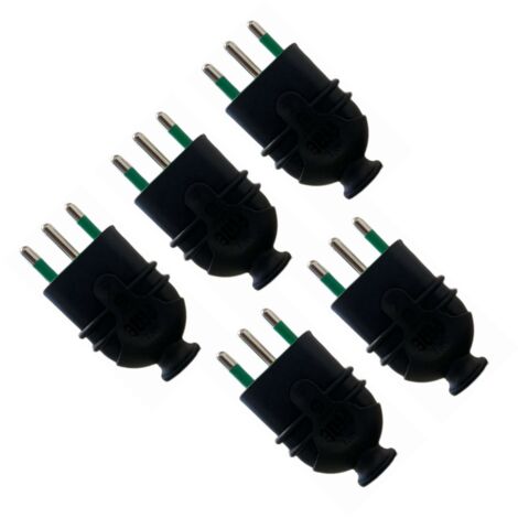 gloca 5x Spina Professionale Volante 16A 2P+T Nero Maschio Standard Italiano 250V