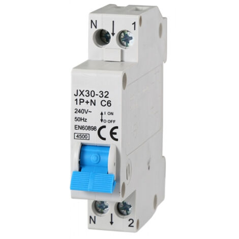 gloca Interruttore Magnetotermico Automatico 1P+N 6A 220V 4.5KA 1 Modulo DIN C6