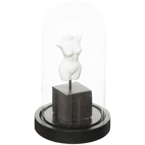Glocke Subli - Kunstharz und Glas - schwarz-weiß - H21 cm