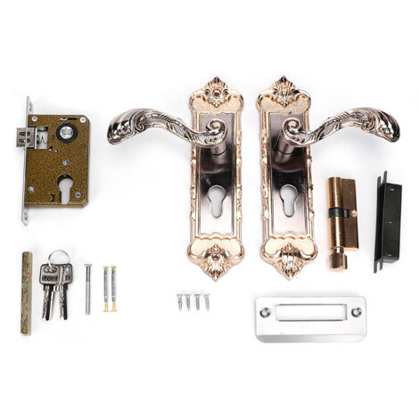 GLOGLOW Ensemble de Leviers Antivol D'intérieur de Serrure de Porte Vintage de Style Européen, Acier au Manganèse, pour la sécurité de la Maison