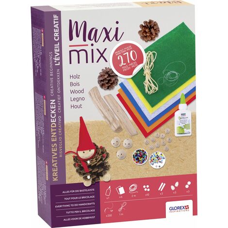 Glorex Bastelpackung Creativ Maxi Mix Naturholz Kinderbasteln