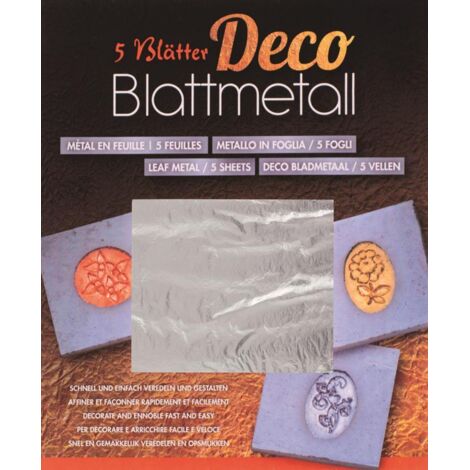 Glorex Blattmetall silberfarben 14 x 14 cm, 5 Blatt Blattmetall