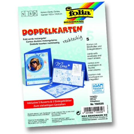 Glorex Doppelkarten 10,5 x 15 cm königsblau, 5 Stück Bastelpapier