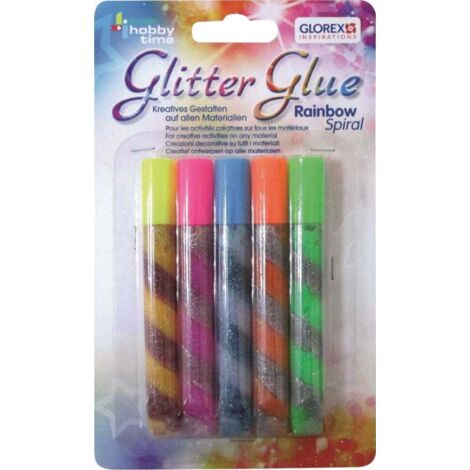 Glorex Glitter-Spiral-Glue 5 x 10,5 ml Rainbow Colors Bastelkleber