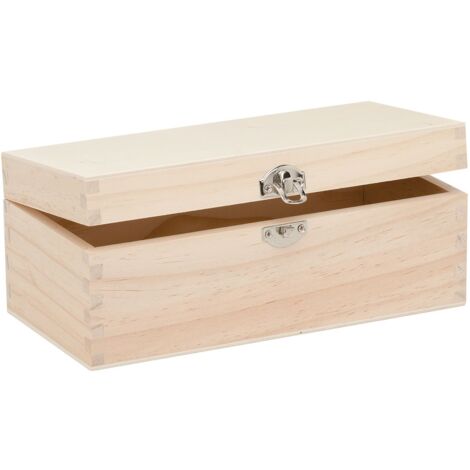Glorex GmbH 6 1682 002 - Scatola in Legno di Pino, Rettangolare, con Chiusura, Grande Circa 23 x 11 9 cm, FSC Mix, per verniciare, incollare o Decorare Il Ferro da Bollo