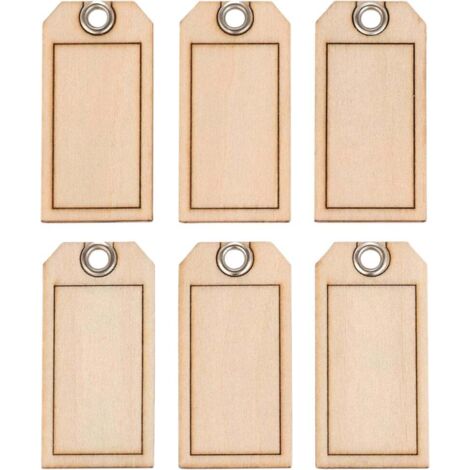 Glorex Holzetiketten mit Loch 2,2 x 4,3cm, 6 Stück Holzetiketten