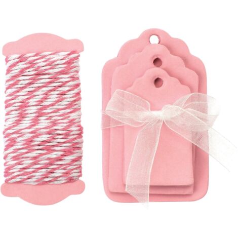 Glorex Papier-Etiketten rosa 5-8 x 3,5-5 cm, 15 Stück Geschenkverpackungen