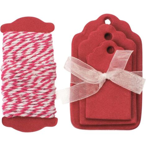 Glorex Papier-Etiketten rot 5-8 x 3,5-5 cm, 15 Stück Geschenkverpackungen