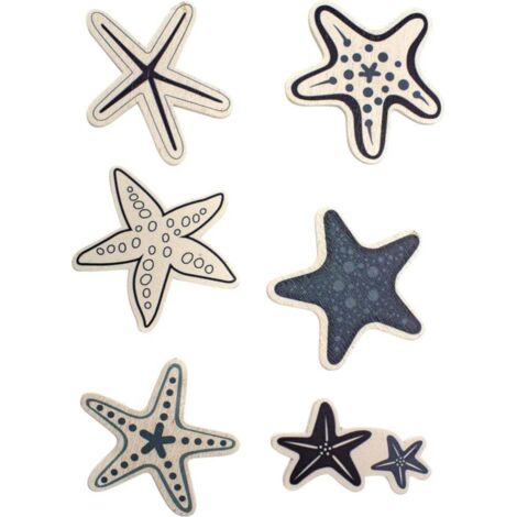 Glorex Sticker Seesterne Maritim 3,5 x 4 cm 6 Stück Bastelmaterial