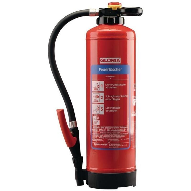 Gloria - Extincteur à eau 6 kg rechargeable classe d'incendie a 34 a avec support mural