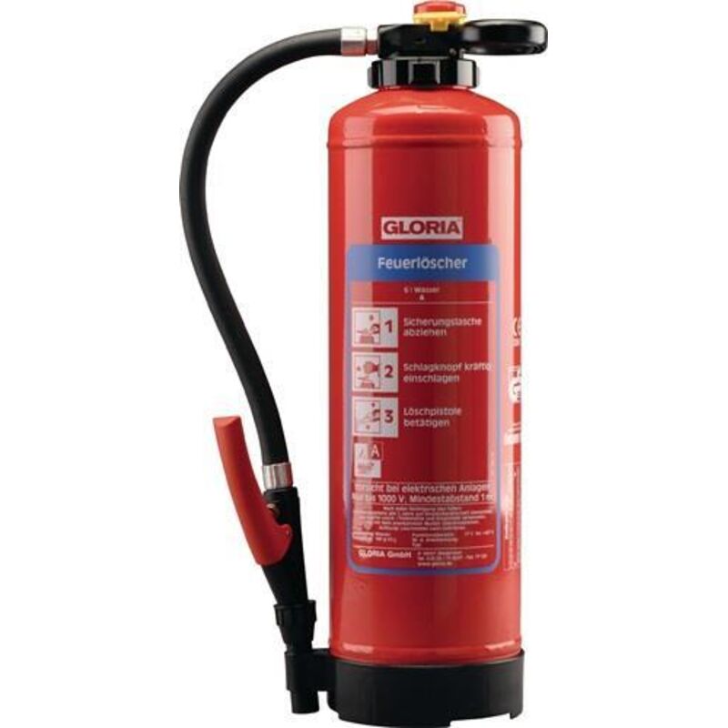 Gloria - Extincteur à eau 9 kg rechargeable classe d'incendie a 43 a avec support mural