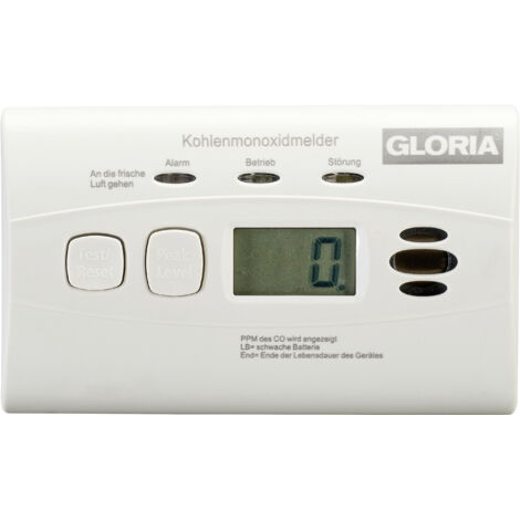 Gloria KO10D Kohlenmonoxid-Melder  inkl. 10 Jahres-Batterie batteriebetrieben detektiert Kohlenmonox