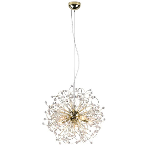 GLORIA LAMPADA A SOSPENSIONE FILI METALLO ORO CON GEMME EFFETTO CRISTALLO DIAM. 55 CM excl. 5x E14 · max. 25W