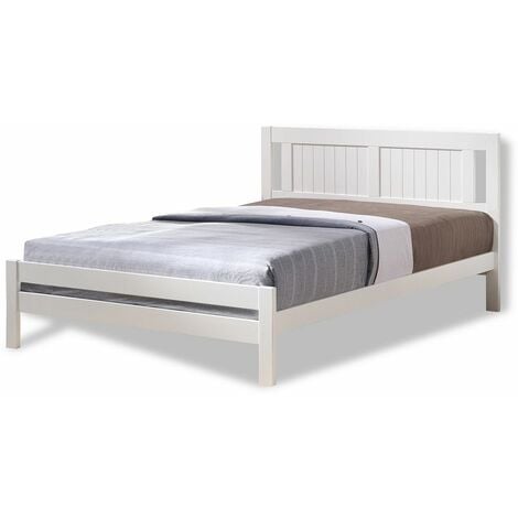 main image of "Glory Wooden Slatted Bed Frame in White (Frame Only) - 4FT6 Double"