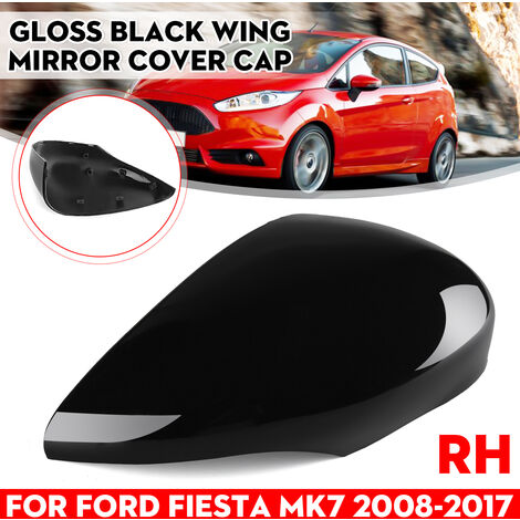 INSMA Gloss Black Right Wing Door Mirror Cover For Ford Fiesta MK7 08-17 (Black, Right Hand)