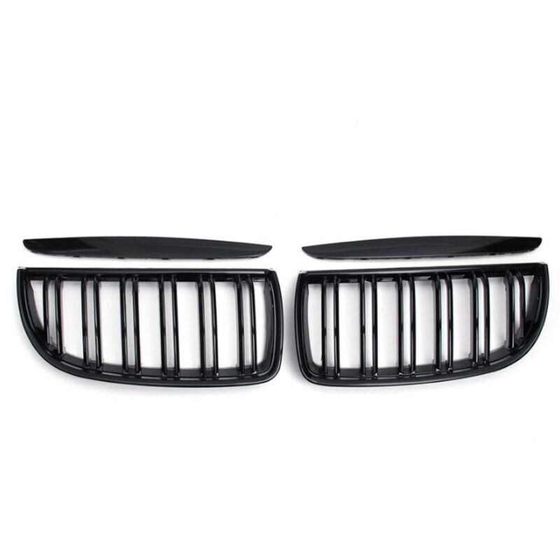 (Gloss black) Set of 2 double-blade sport grilles for BMW E90 2005-2008
