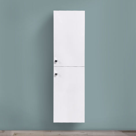 Gloss White 1400mm Tall Cupboard Wall Hung High Cabinet Bathroom Furniture With 2 Door 104tacba4 140gw