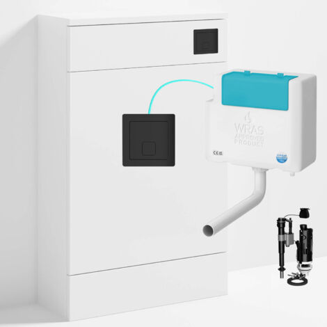 Gloss White 500 x 200mm Back to Wall WC Unit with Concealed Toilet Cistern Set - Bottom Entry