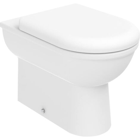 Gloss White D Shape Back to Wall Toilet Pan with Soft Close Seat