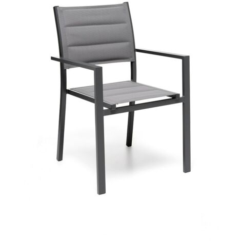GLOUPIE Poltrona Da Esterno Alamos In Alluminio Verniciato Antracite, Impilabile, L 57 x P 58 x H 86 Cm, Seduta In Textilene