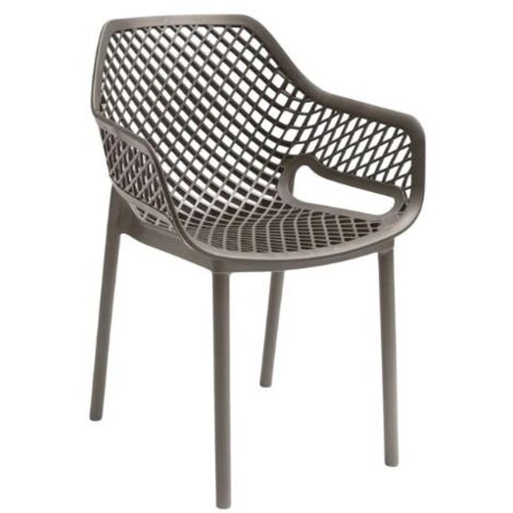Gloupie Poltrone Aria in Polipropilene Taupe, Impilabile,58x60x82 cm, 3,8 kg, Schienale Ergonomico, Made in Italy
