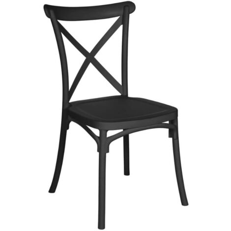 GLOUPIE Sedia Da Interno Ed Esterno Frankie In Polipropilene Nero, Impilabile, L 47,5 x P 48 x H 88 Cm