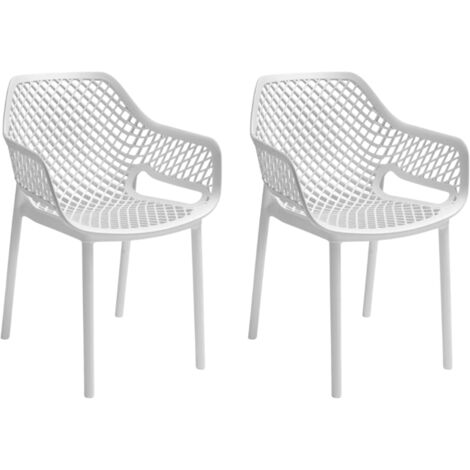 Gloupie Set 2 Poltrone Aria in Polipropilene Bianco, Impilabile,58x60x82 cm, 3,8 kg, Schienale Ergonomico,Made in Italy